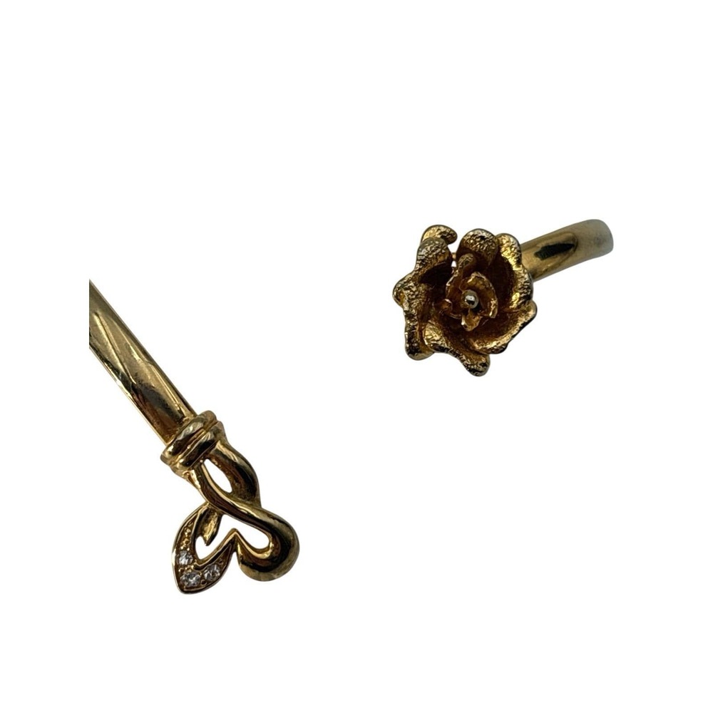 Vintage Gold Tone‎ Rose Flower 2.5" diameter Cuff Bracelet - Picture 5 of 6